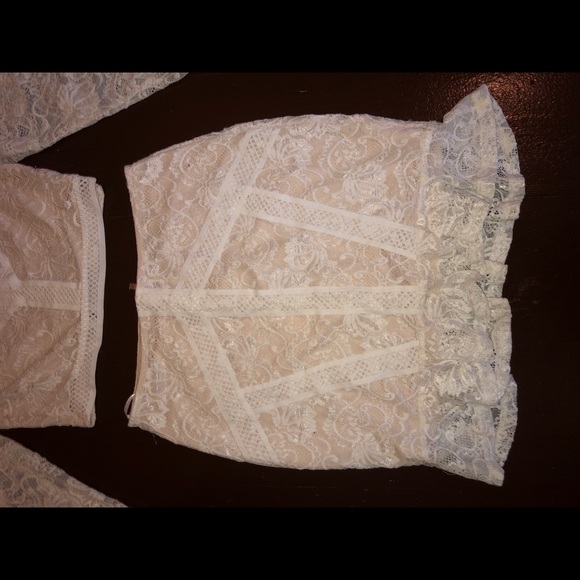 White Lace Two-Piece Dress - Picture 3 of 8